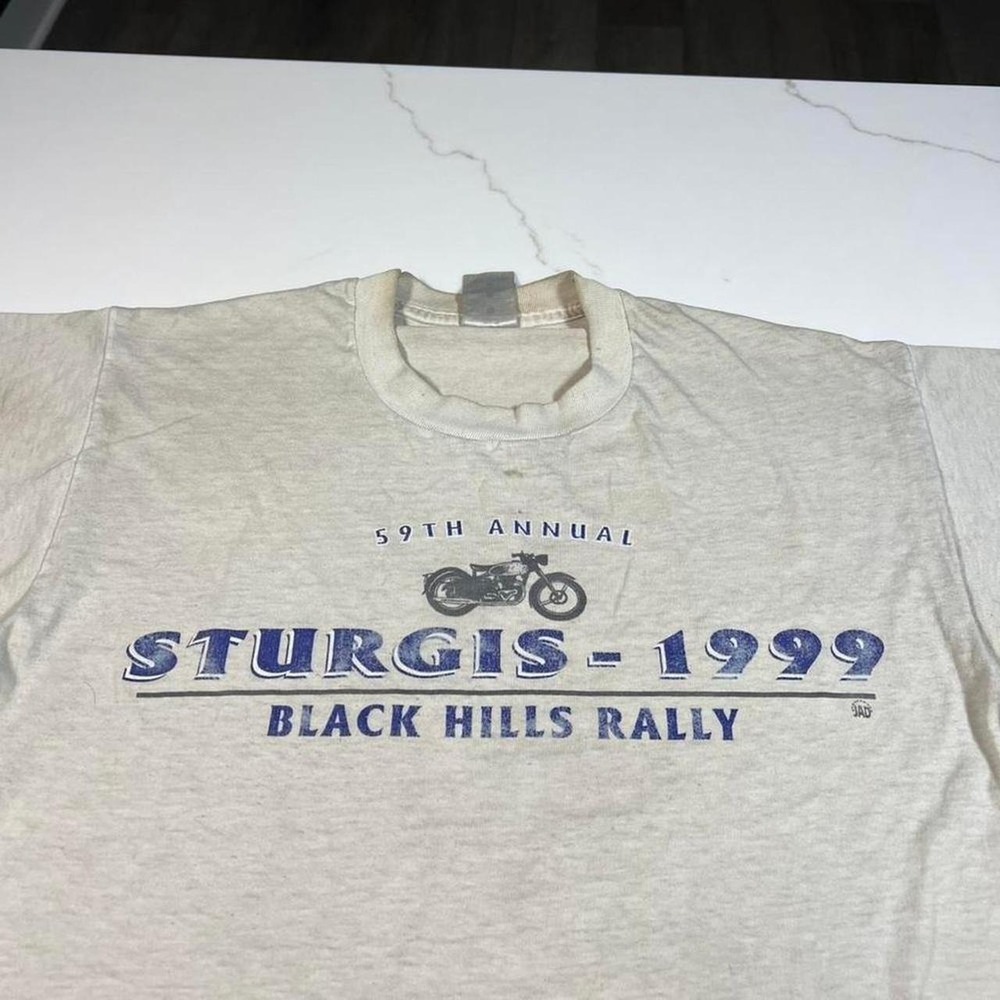 Fruit of the Loom T-Shirt Mens Large Sturgis 1999 Black Hills Rally Vintage Gray
